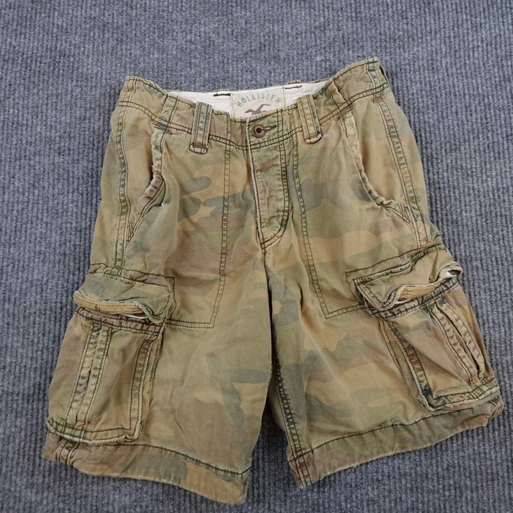 Vintage Y2K Hollister Cargo Shorts Mens 28 Green Camo Canvas Relaxed Fit Casual